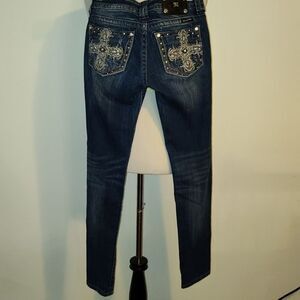 Miss me size 26 skinny jeans embellished pockets with cross
